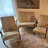 Vintage 3-piece living room in beige fabric