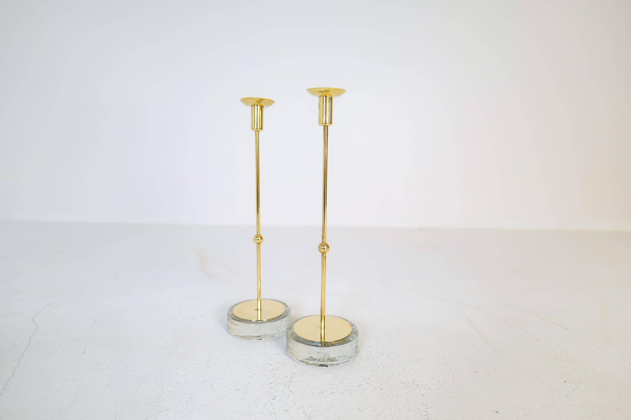 Set of 4 mid-century candle holders Ystad Metall, Sweden, 1950s
