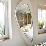 Space Age XXL lacquered wood mirror, France 1970s
