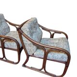 Pair of vintage rattan armchairs  
1960s–1970s