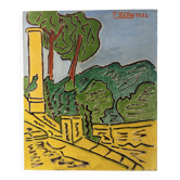 Landscape from the balcony, oil on canvas signed 1982
