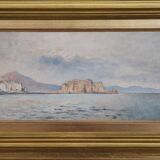 View of the Gulf of Naples, oil painting on board, Italy early 20th century, signed