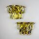 Pair of Kinkeldey 2-tier cut crystal wall sconces, gilt brass, Germany, 1970s