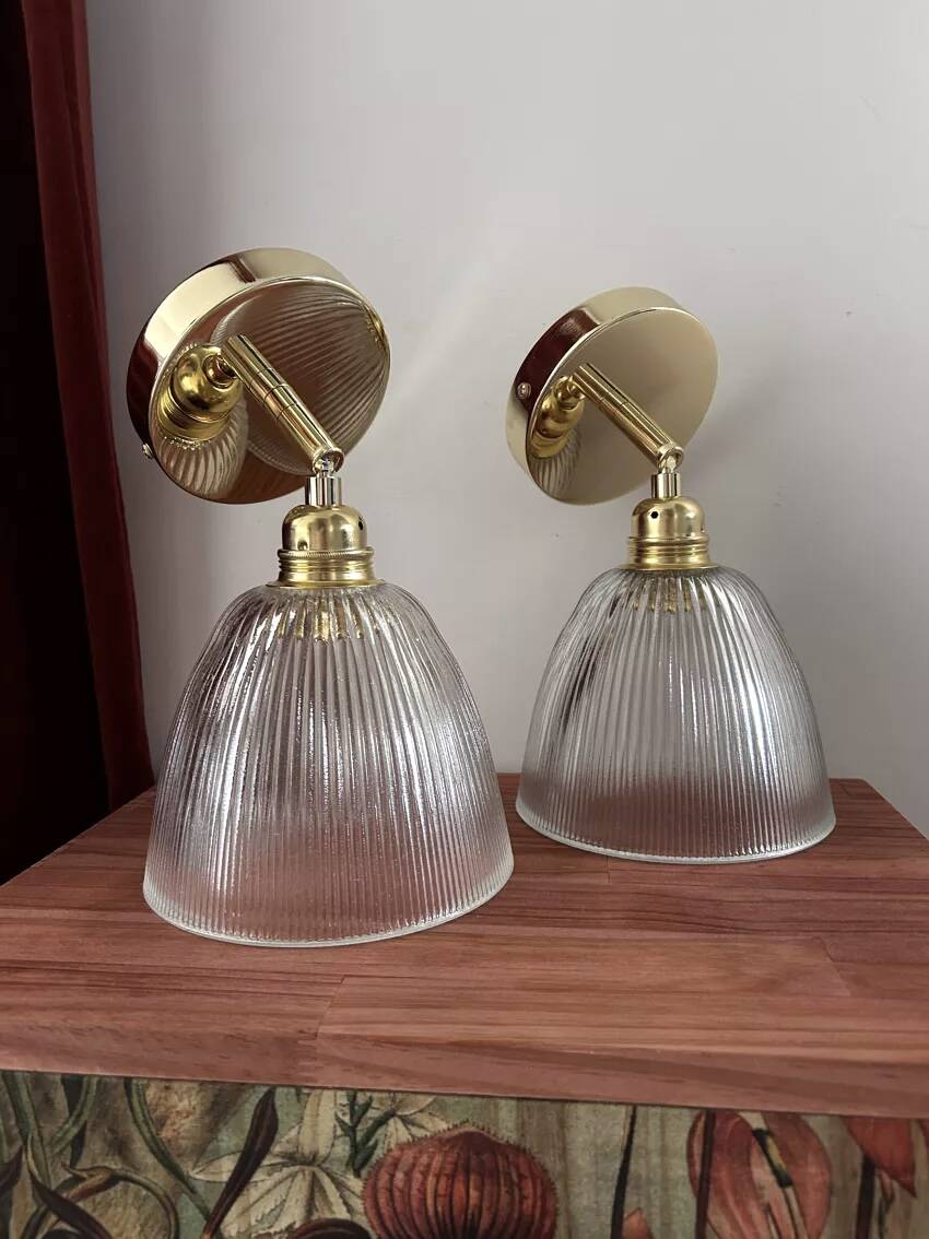Pair of holophane type wall lights
