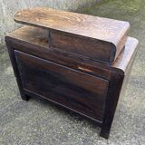 Art Deco bedside table, oak, moustache legs, 1930s