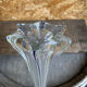 Large Antique Glass Flower Vase + Vertical Blue Lines 80cm Vintage