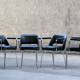 Paire de fauteuils conférence noirs et chrome années 60