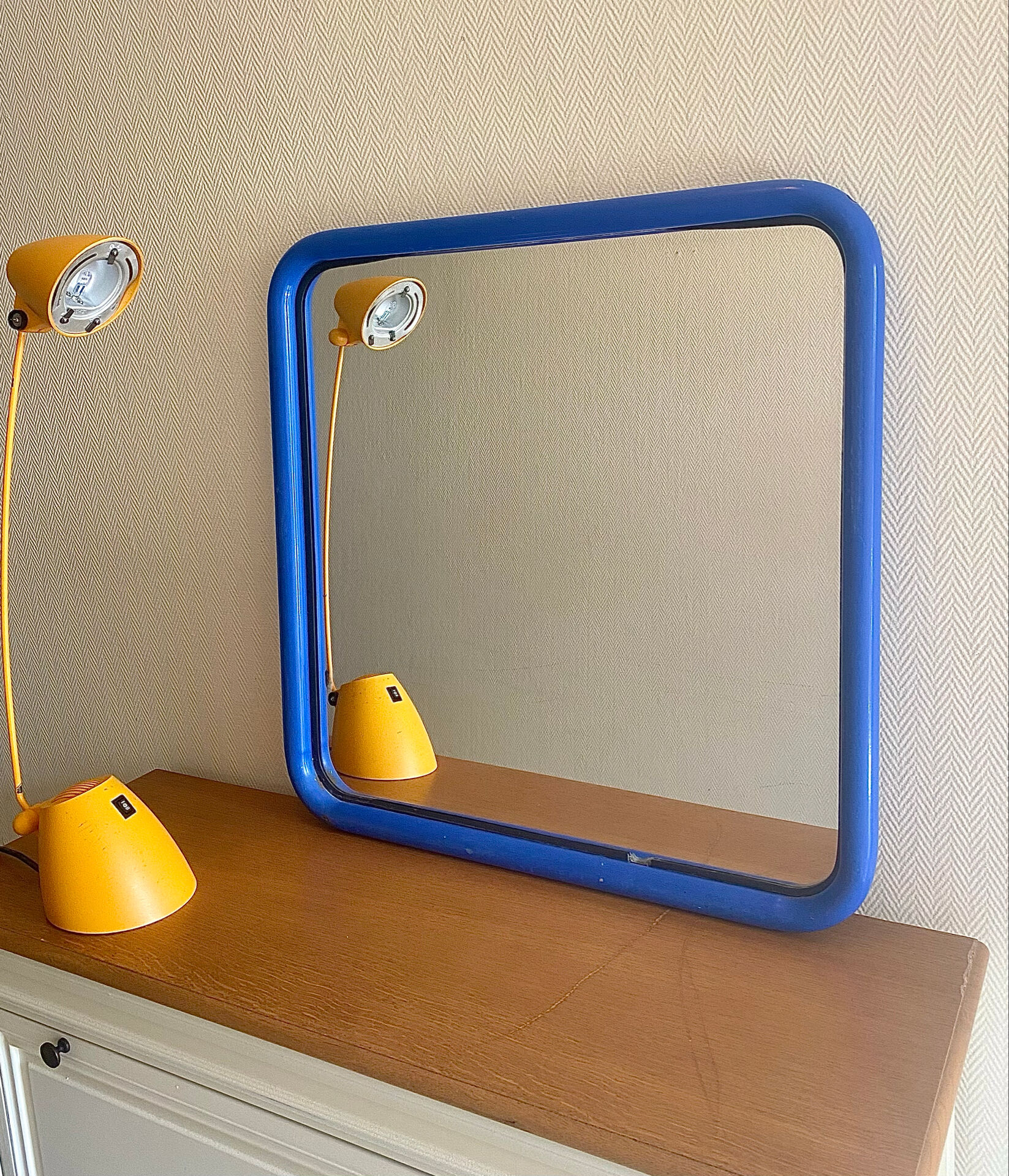 Miroir IKEA vintage acier tubulaire bleu