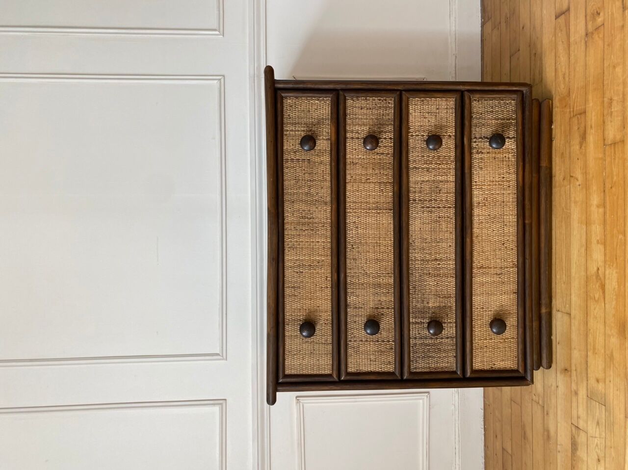 Rattan chest of drawers, Maugrion 1960