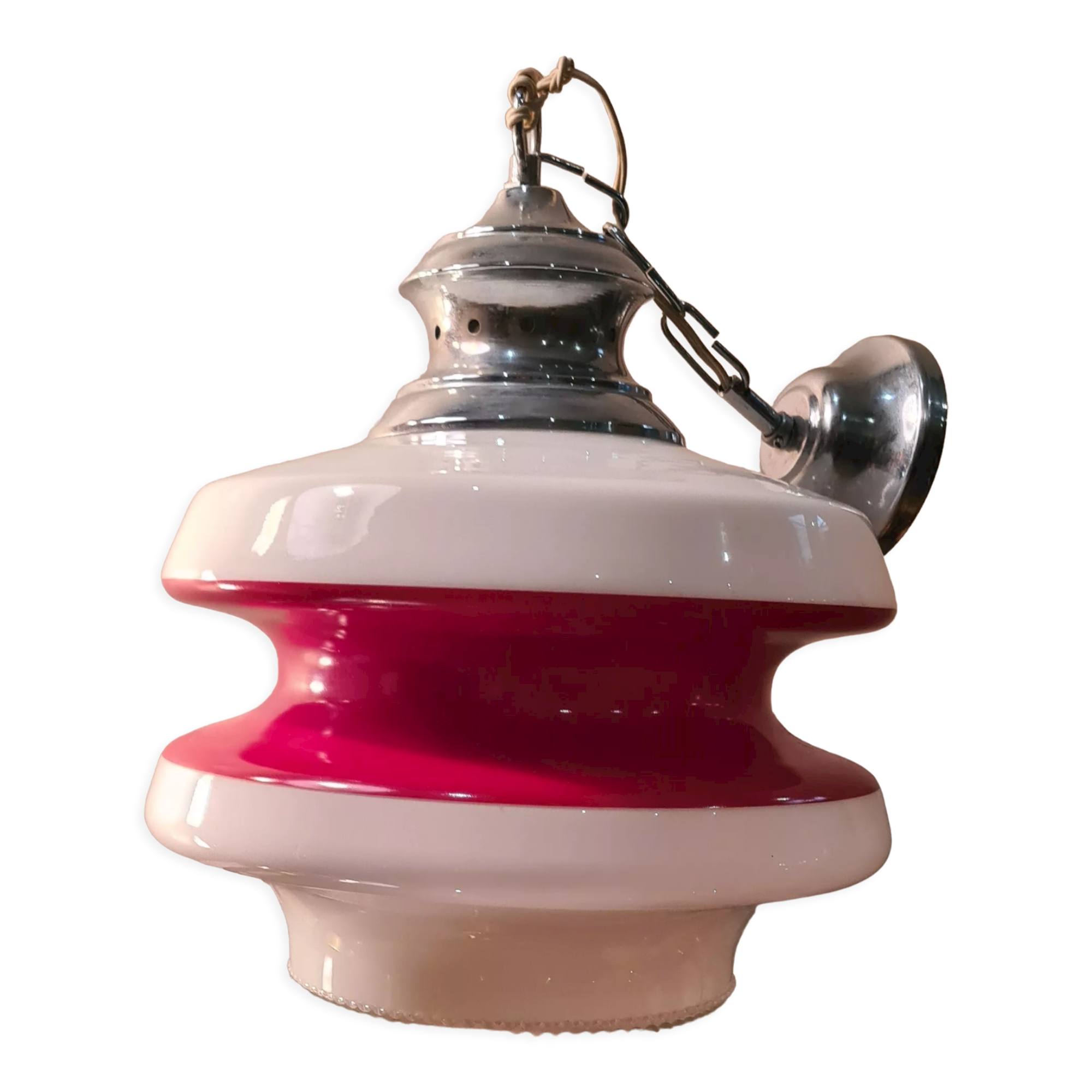 Pendant lamp 1960 to 70 in opaline 2 colors, 30x40