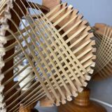 Lampes de table en bois et osier, années 60