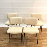 Set of 4 reupholstered Pierre Guariche chairs