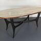Vintage Italian wood and white marble dining table from 1950s