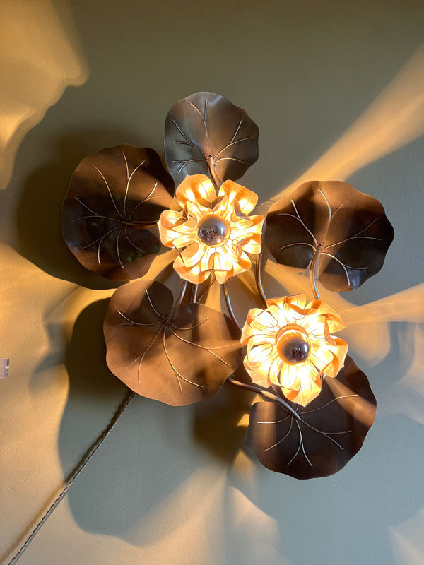 Large water lily wall lamp from the Florart house, 1960s-1970s