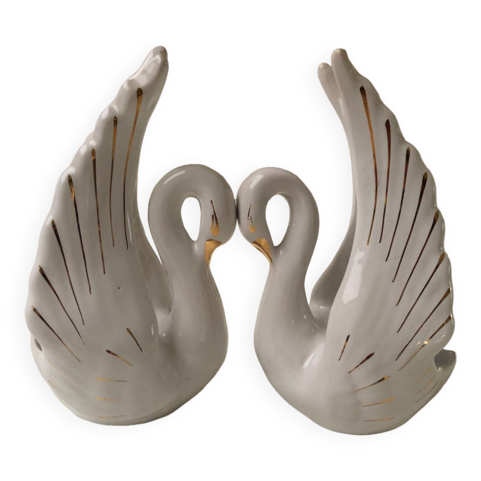 Pair of ceramic swans