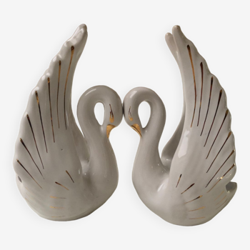 Pair of ceramic swans