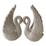Paire de cygnes en céramique