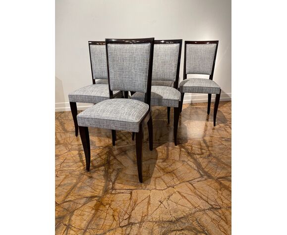 French Art Deco Dining Chairs Set Of 6, Silver Dining Chairs Set Of 6