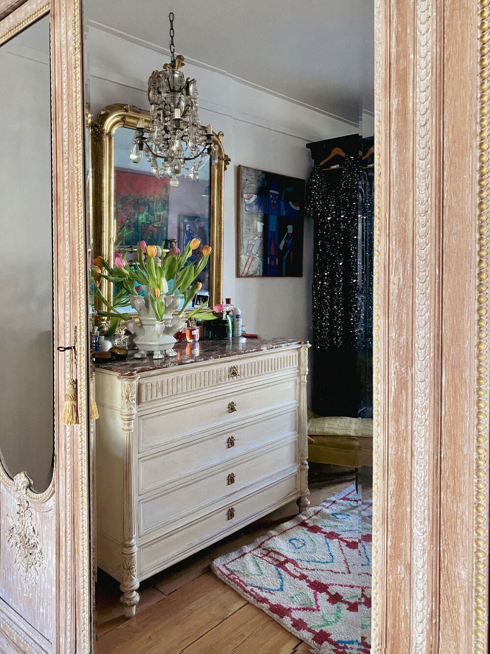 Louis XVI style mirror armoire