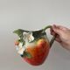 Strawberry shaped pitcher with vintage flowers ceramic pitcher in shape