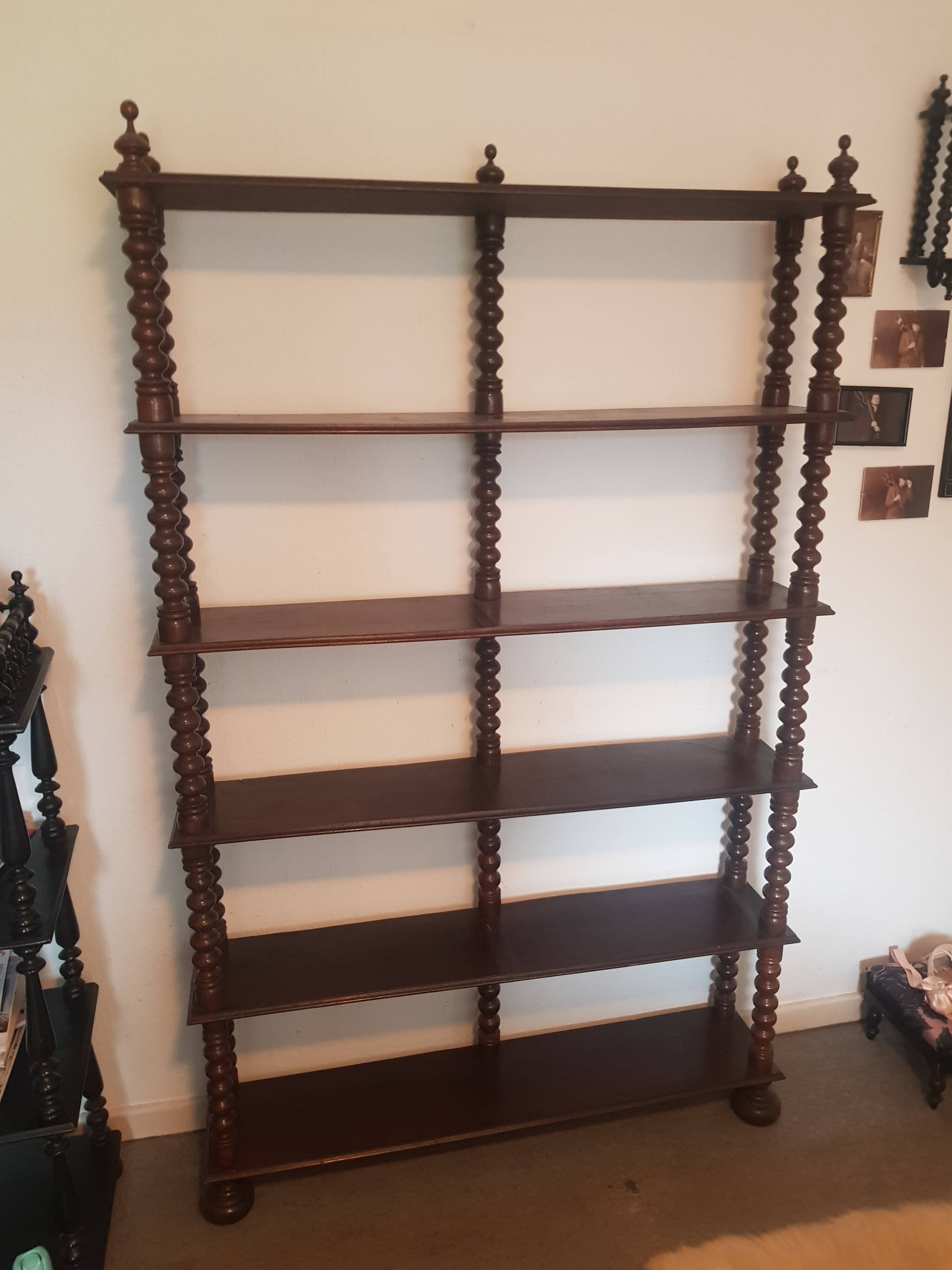 Turned wooden shelf
