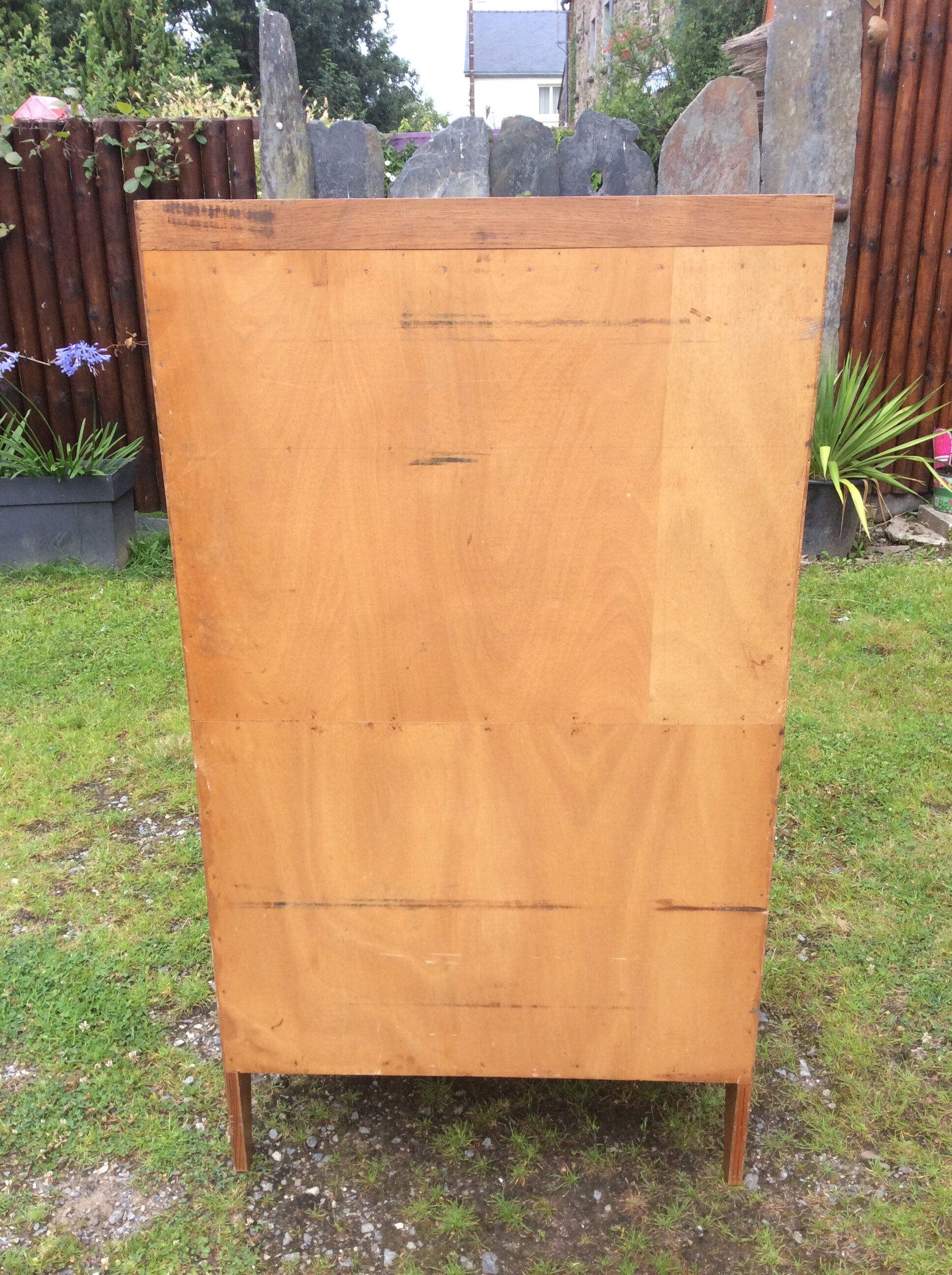 Vintage secretary in oak with compass base