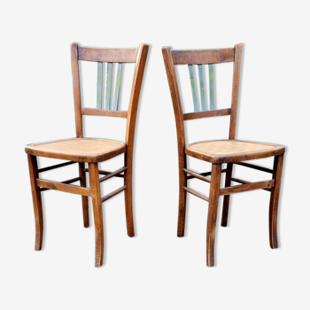 Paire chaises bistrot de Charmoilles années 40