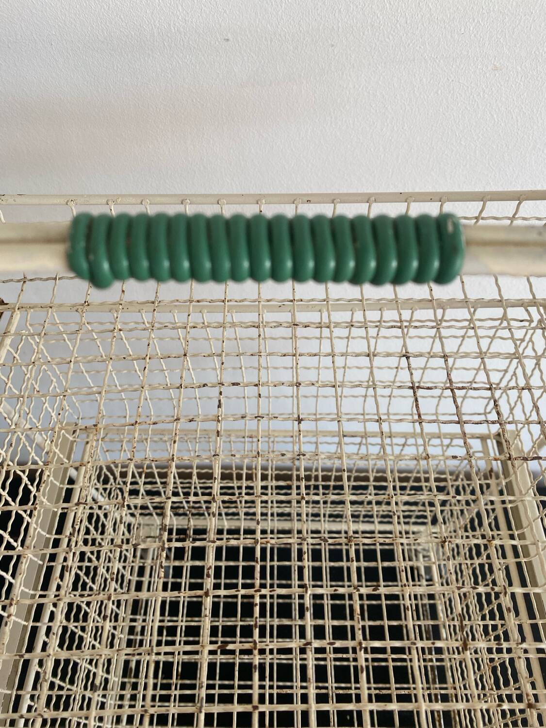 Metal serving trolley on wheels