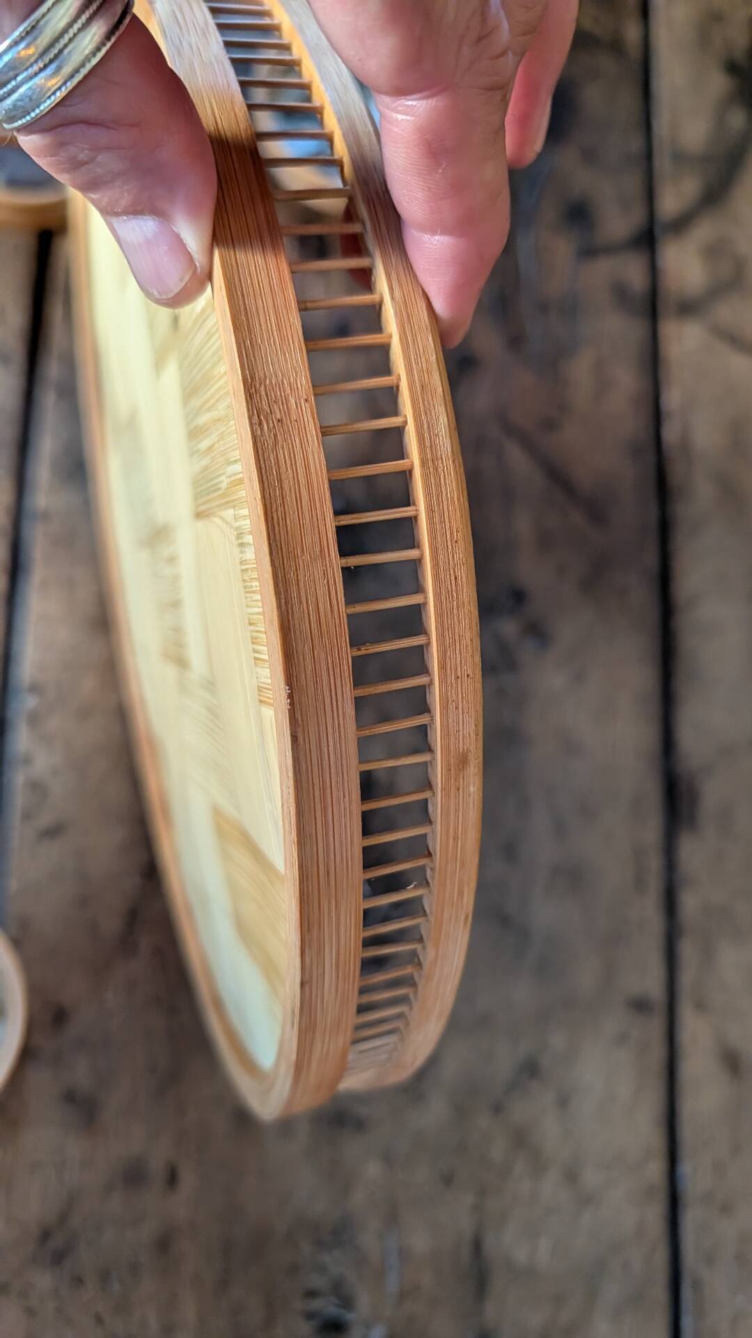Vintage bamboo tray + 6 butterfly coasters from the 70s