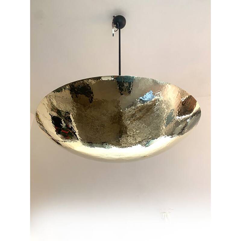 Contemporary Hammered Brass Dome Pendant Light
