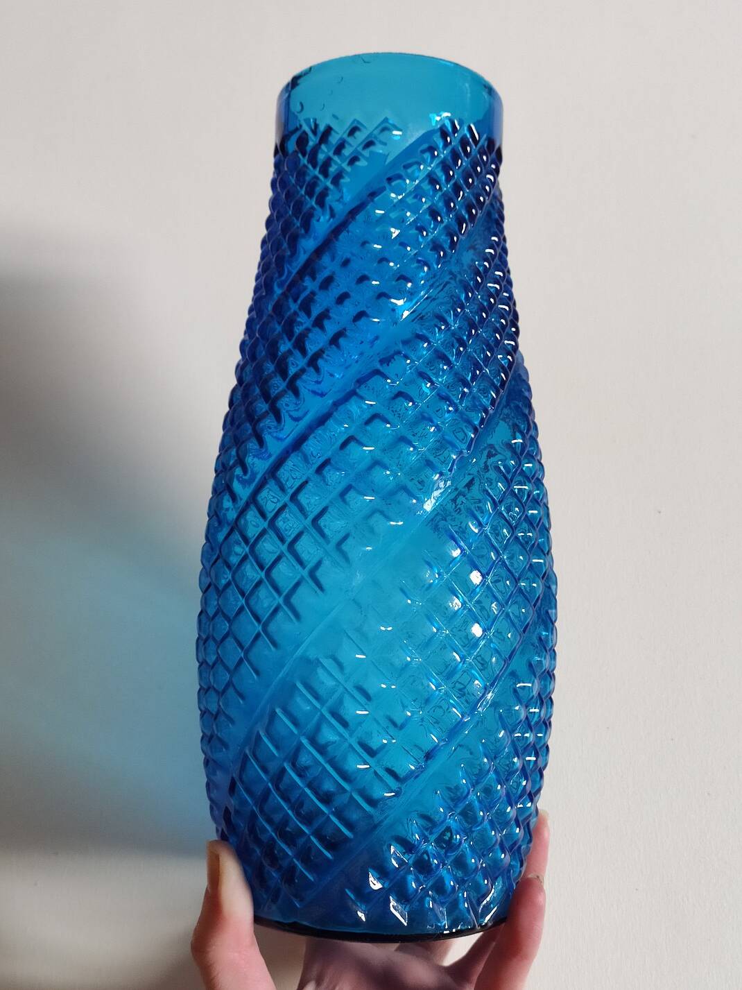 Vase verre bleu