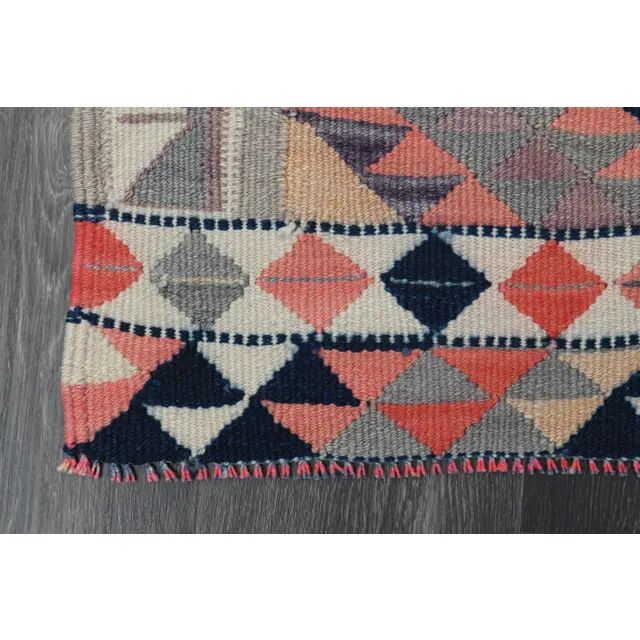 1970s Vintage Turkish Oushak Handmade Wool Cotton Orange Runner Rug 89x319