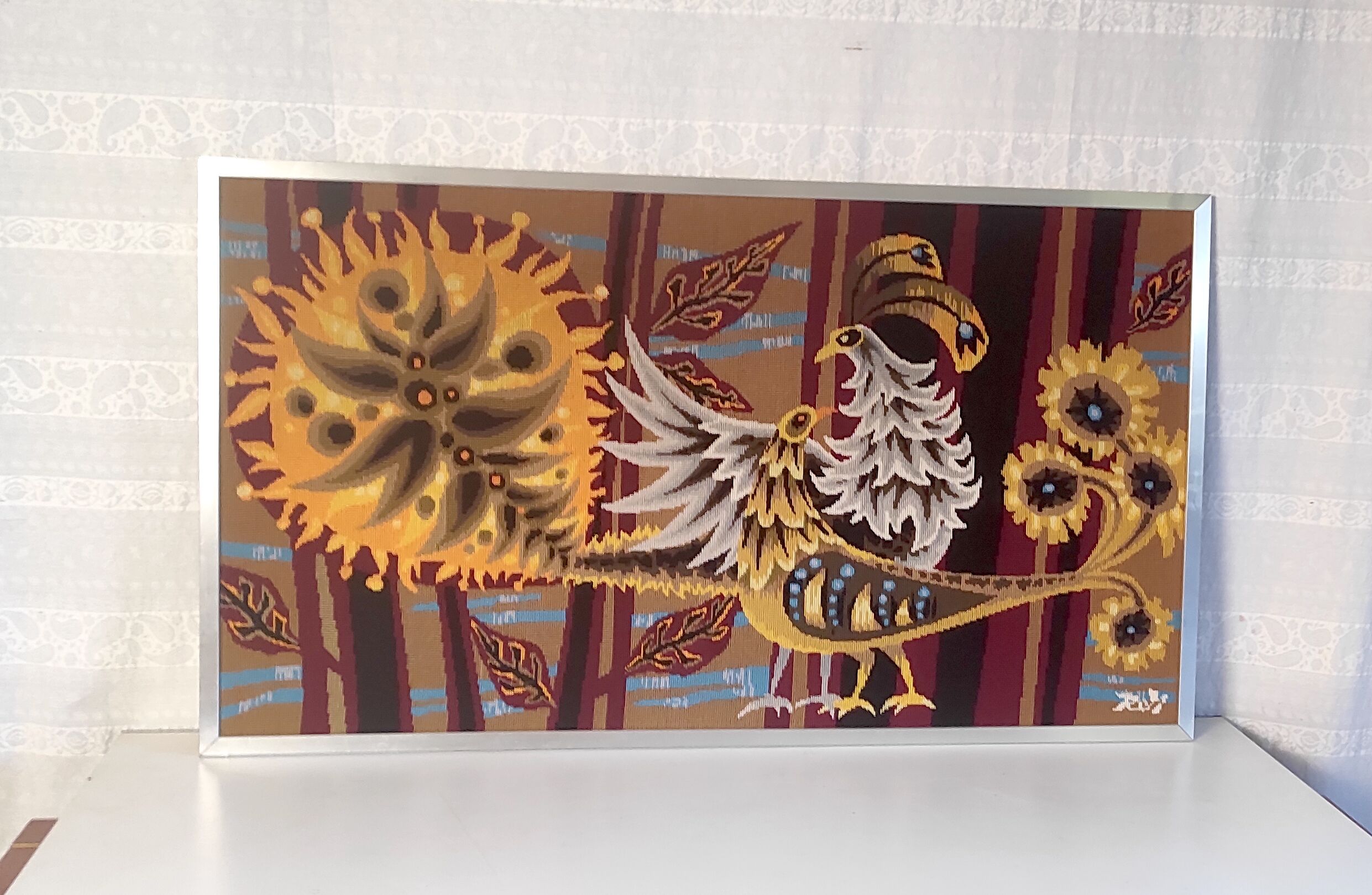 Contemporary tapestry entitled "Encounter" by Pierre Rey – 60s