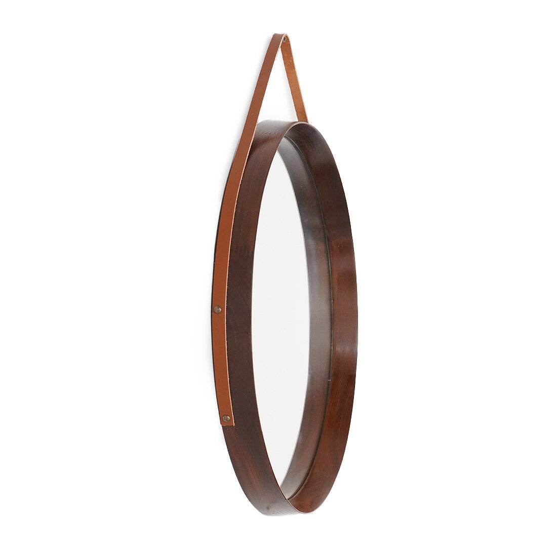 Round mirror with teak frame, 1960s