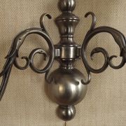 Vintage French silvered Flemish double wall sconce with opaque white glass shade 5007.