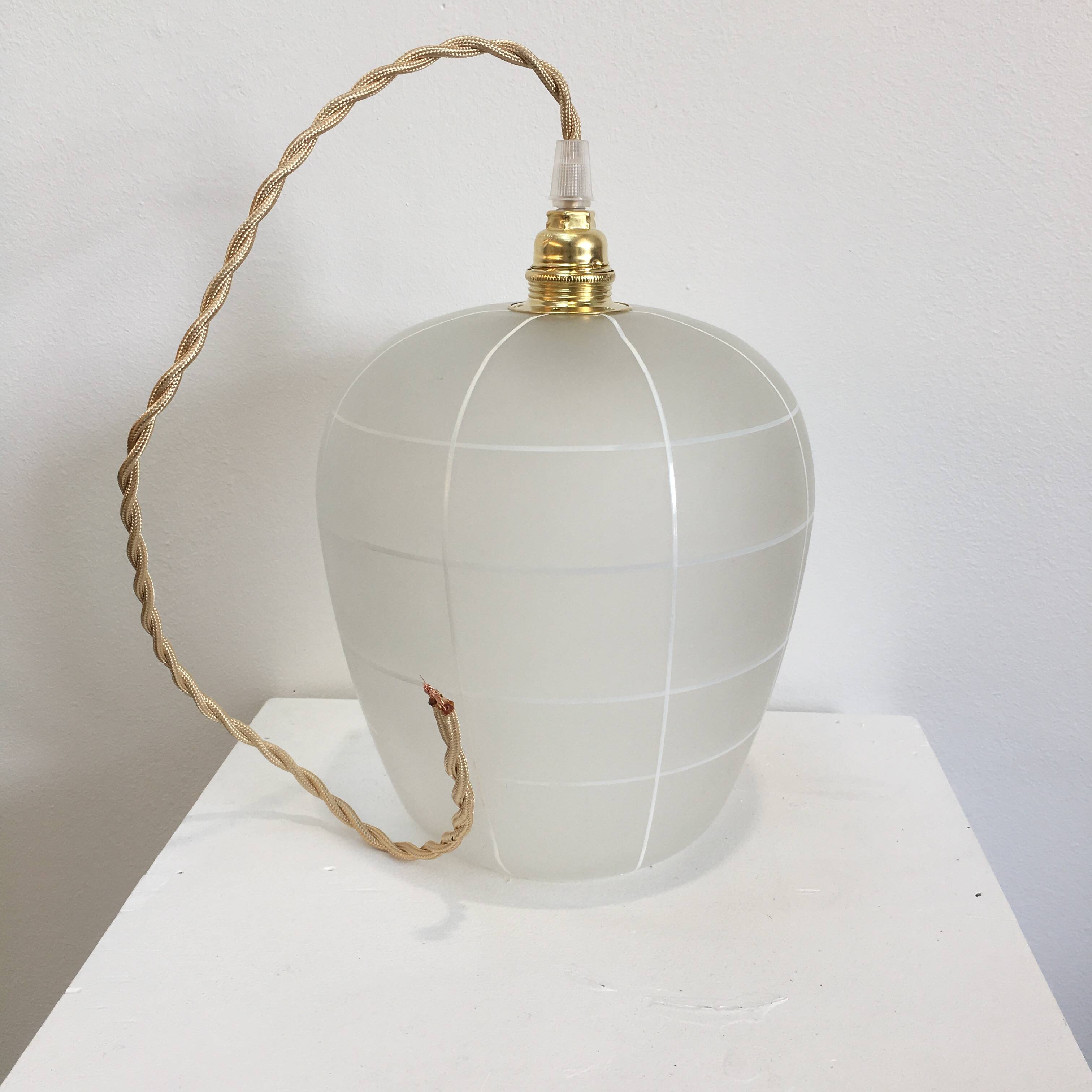 1950s frosted glass pendant light