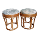 Pair of wicker rattan stool poufs