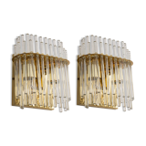 Pairs of wonderful wall lights with crystal rods, Italy, 1970s.