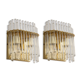 Pairs of wonderful wall lights with crystal rods, Italy, 1970s.