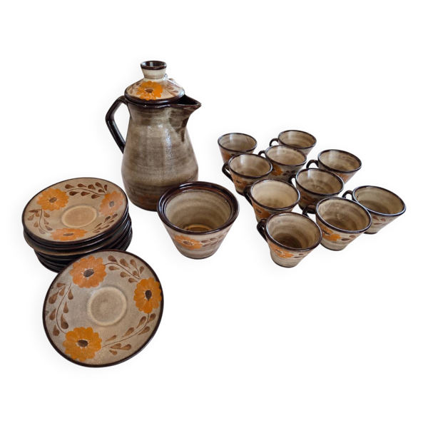 Service à café vintage en grès de Soufflenheim - 20 pièces