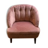 Pink velvet toad armchair