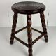 Midcentury bobbin wood turned stool, Charles Dudouyt style, France, 1950s