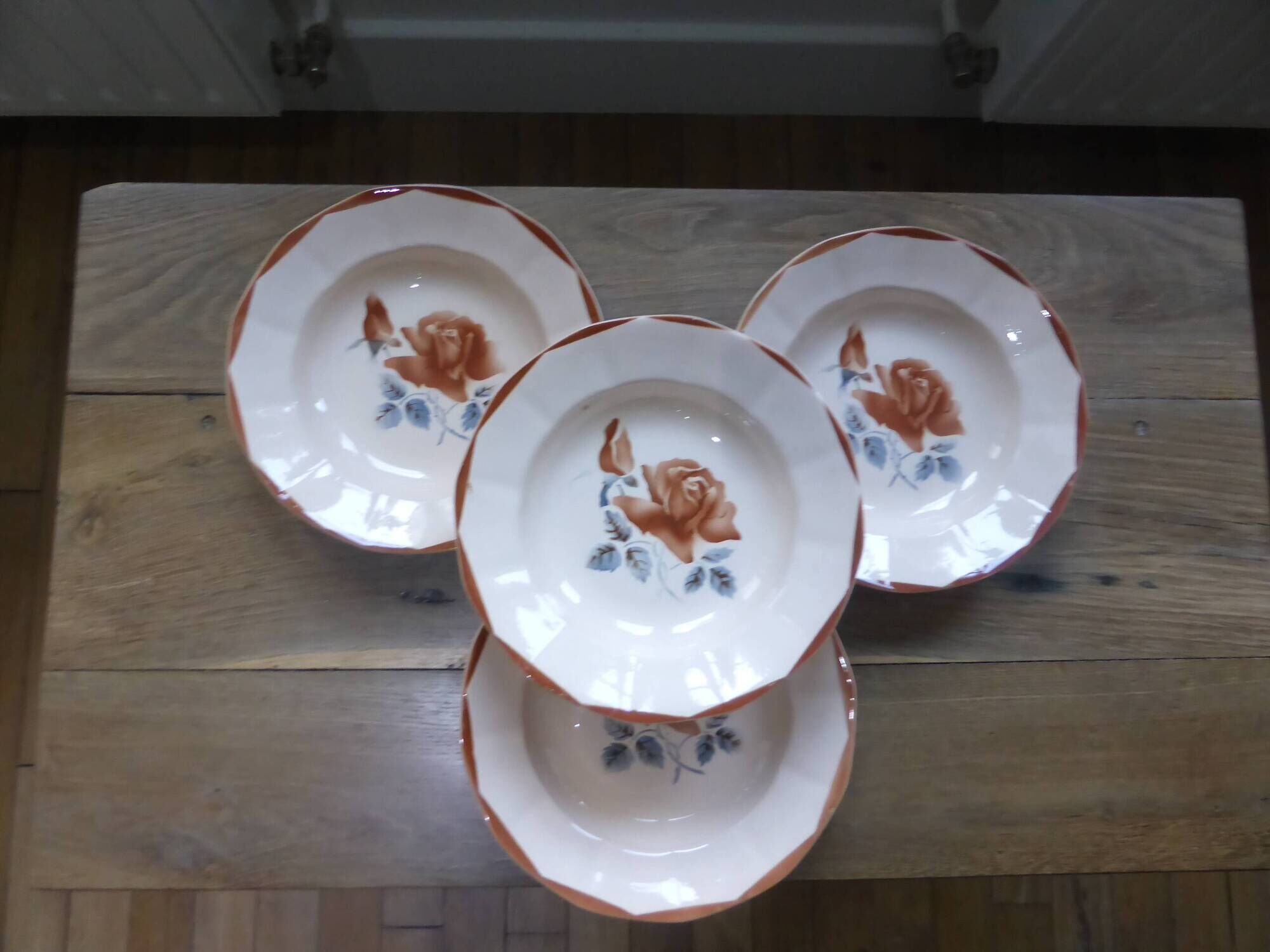 4 assiettes creuses vintage Digoin Sarreguemines