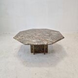 Italian octagon marble coffee table, 1980s