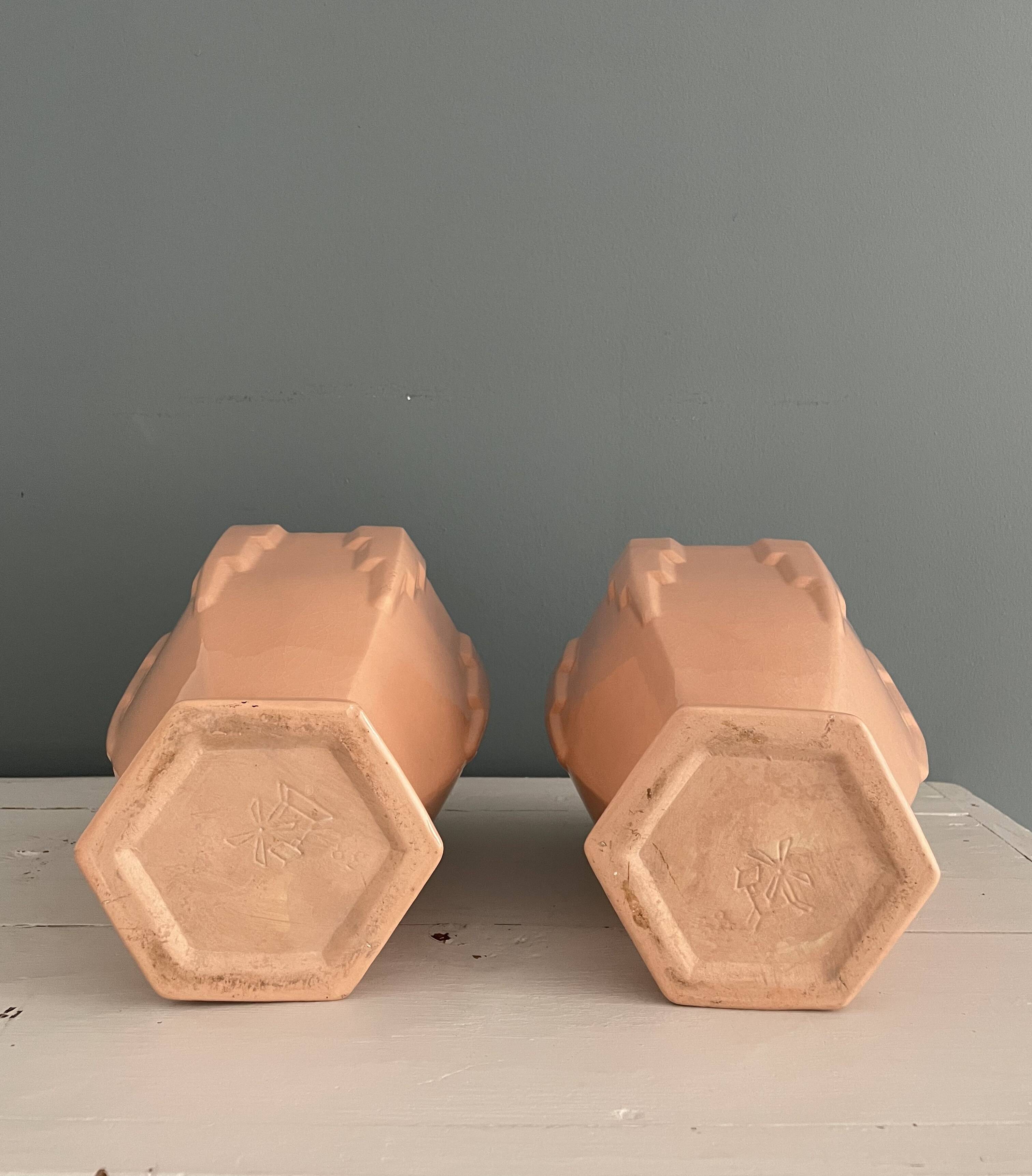 Pair of Art Deco Orchies Moulin des Loups vases circa 1930