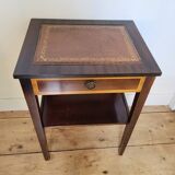 English pedestal table with leather top