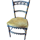 Napoleon III Neo-Gothic "Troubadour" Chair - Polychrome Decor 19th Century