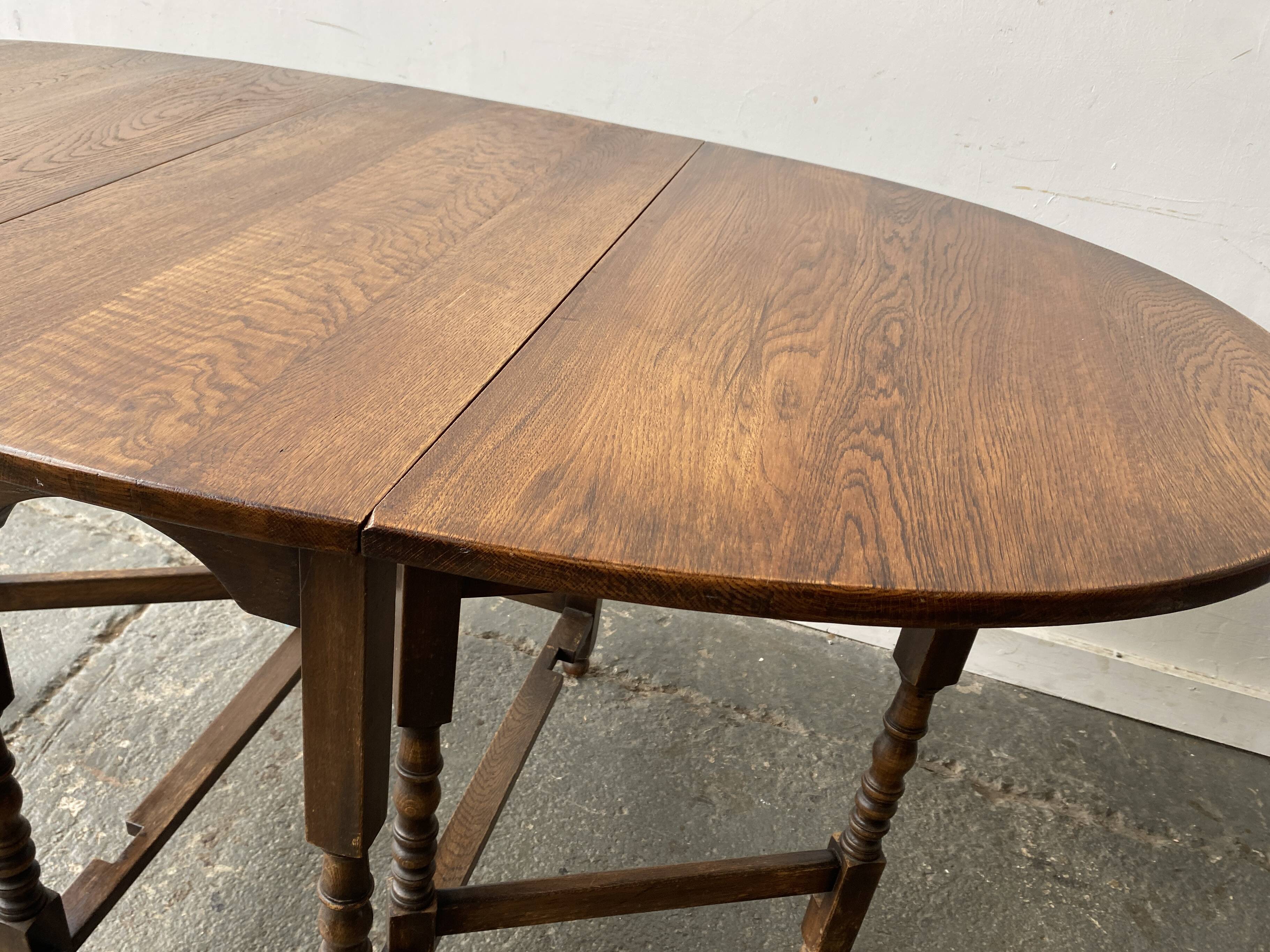 Antique Oak Drop Leaf Gate-leg Table with Barley Twist Legs