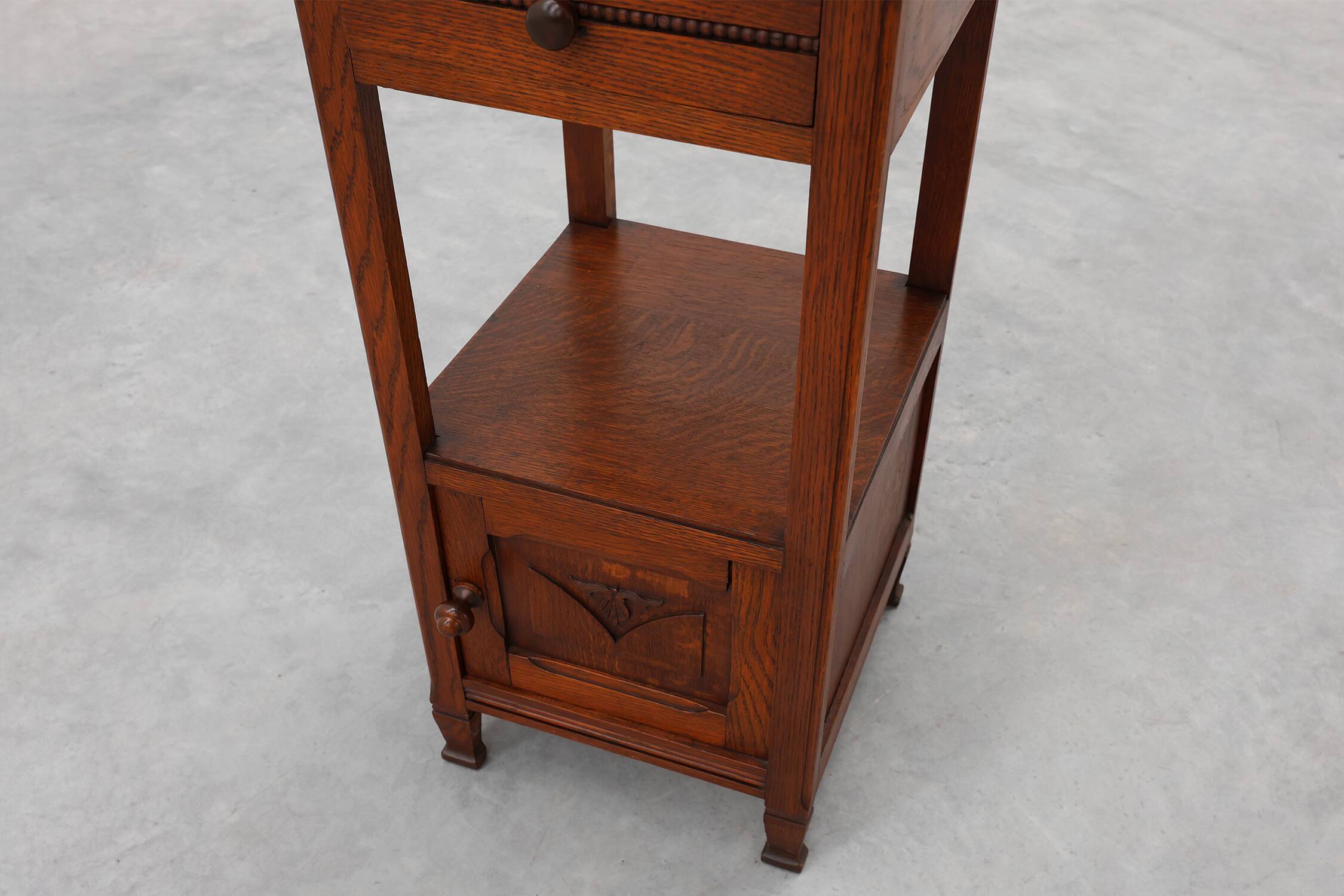 Art Deco Wood and Terracotta Marble Top Nightstand, France 1920s