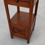 Art Deco Wood and Terracotta Marble Top Nightstand, France 1920s